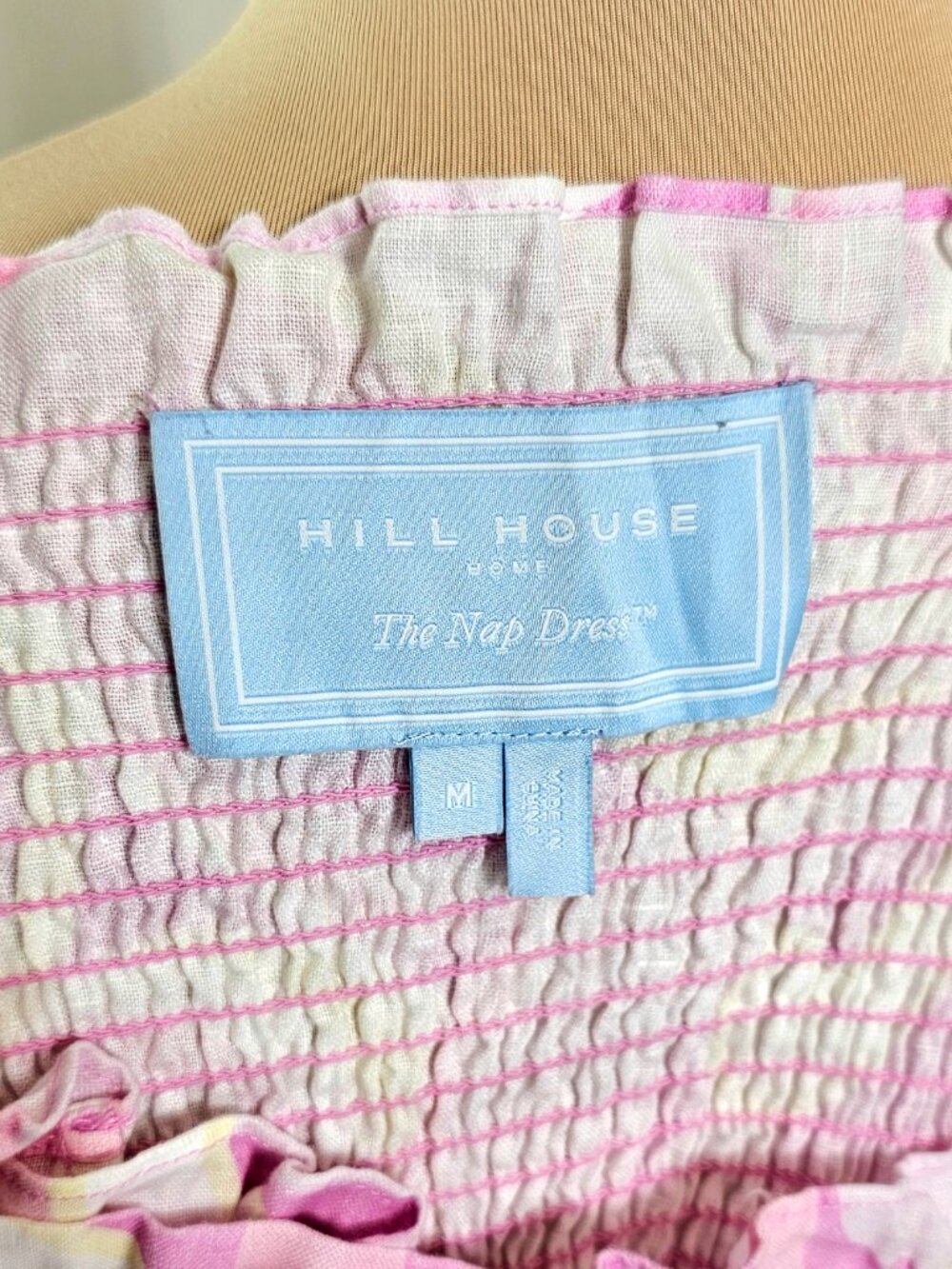 Hill House Ellie Nap Dress Pink Print Smocked Midi Dress Size M - Picture 10 of 10
